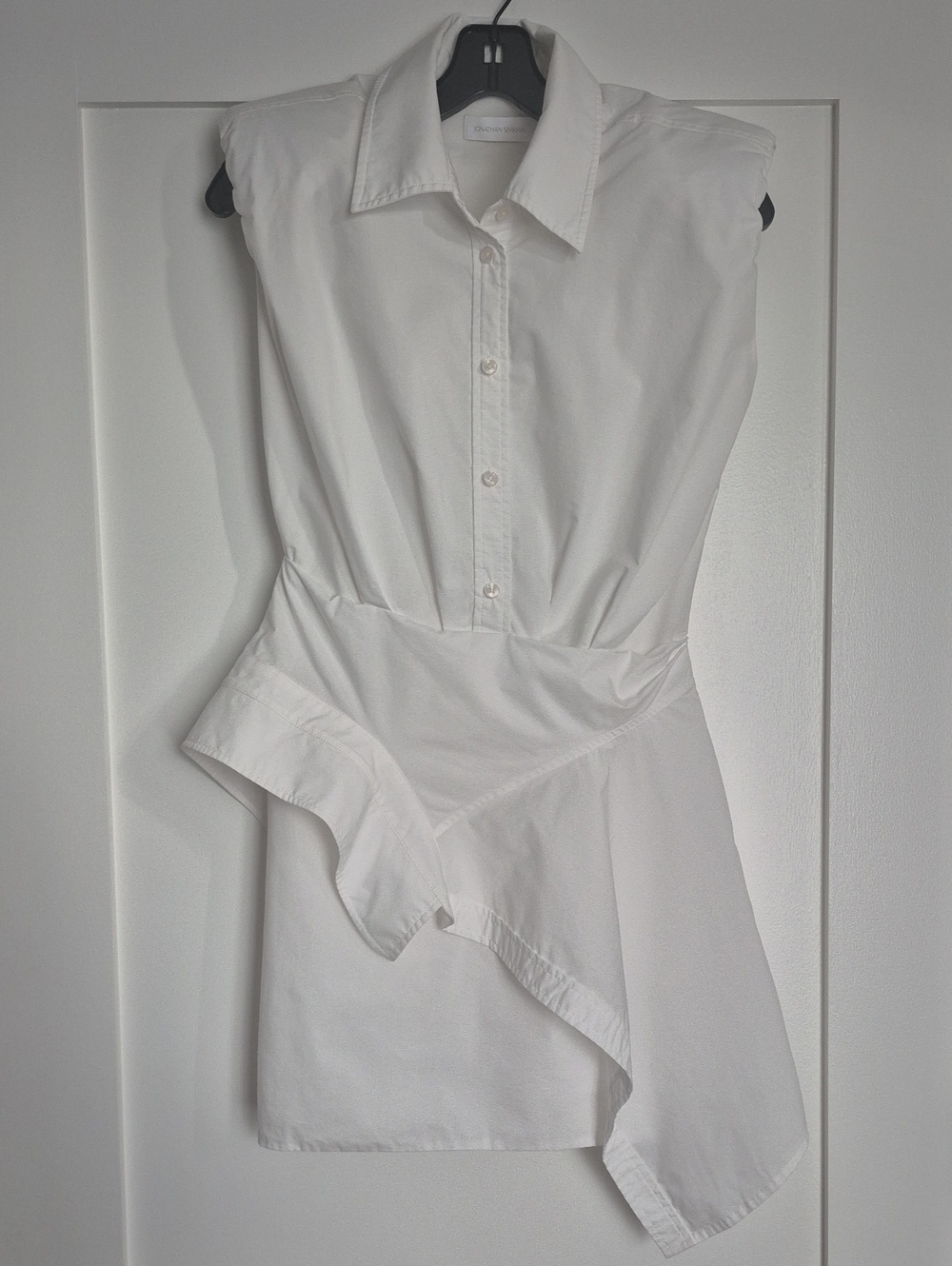 Jonathan Simkhai Catalina Cotton White Deconstructed Mini Shirtdress, Size 4